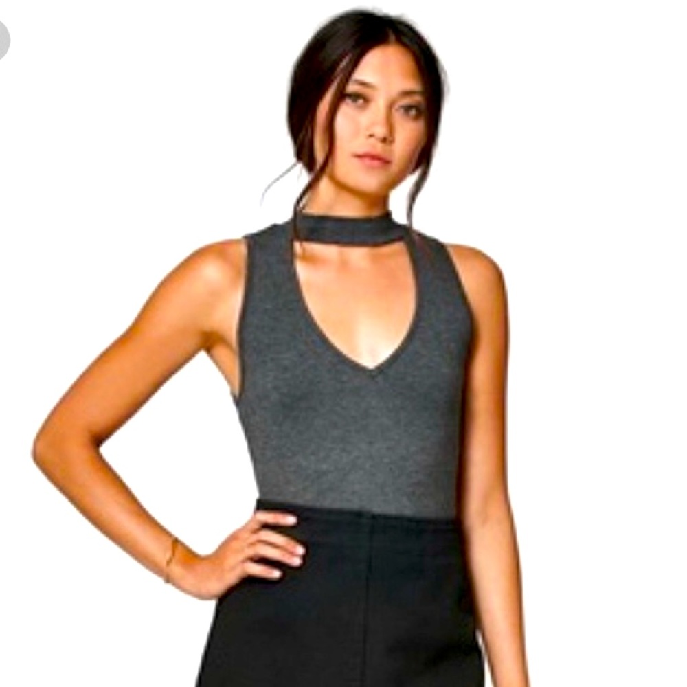 Amazing condition worn twice  key hole grey mock neck top kendall & Kylie